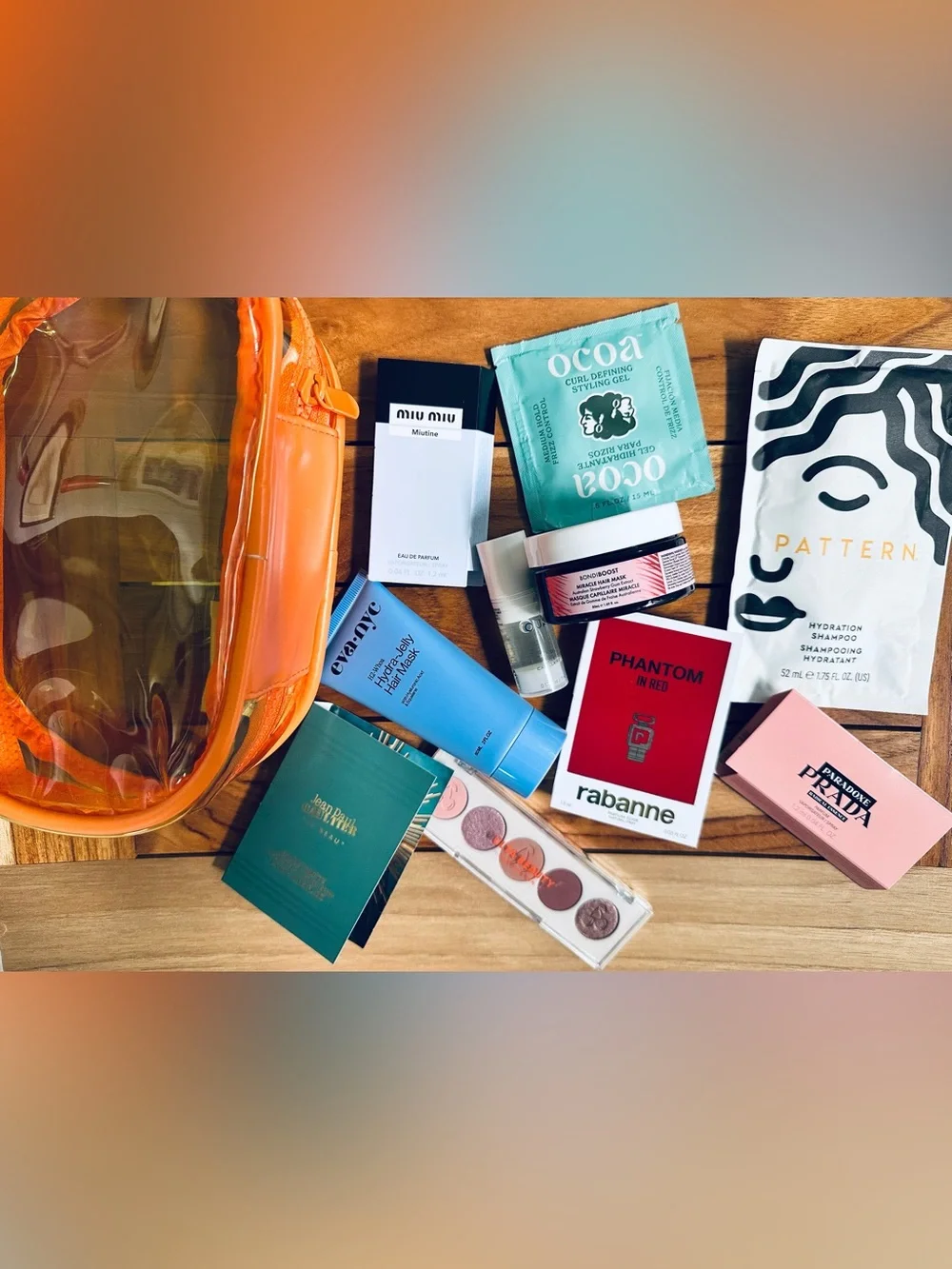 Beauty Bundle with Orange Clear Travel Cosmetic Bag NWT